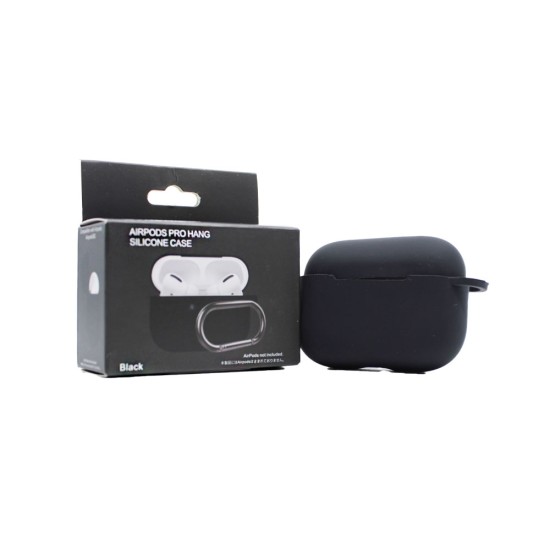 SILICONE CASE WITH KEYCHAIN BLACK STRAP FOR APPLE AIRPODS PRO